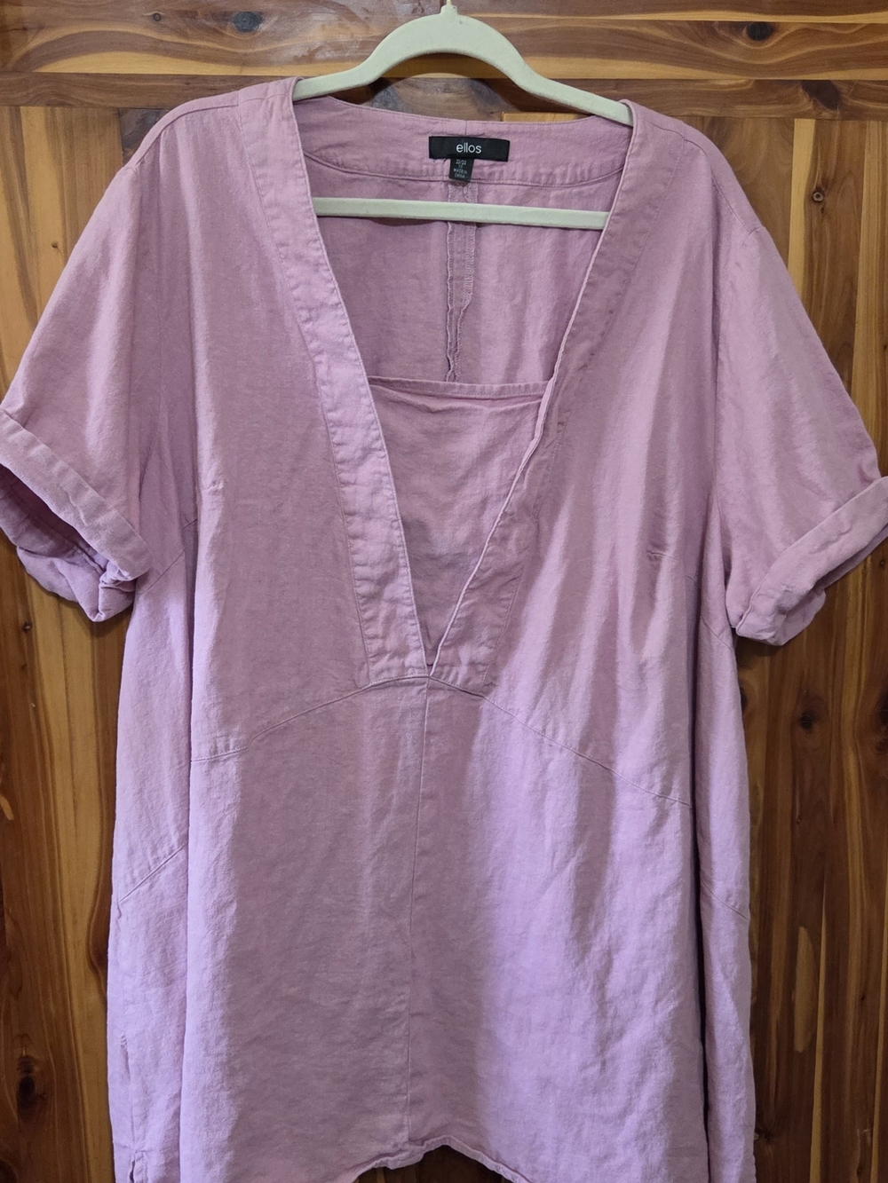 ellos Lavender-Pink Muted Taupe V-Neck Short Sleeve Tunic